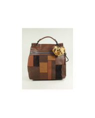 Women's Brown Backpack Style Patchwork