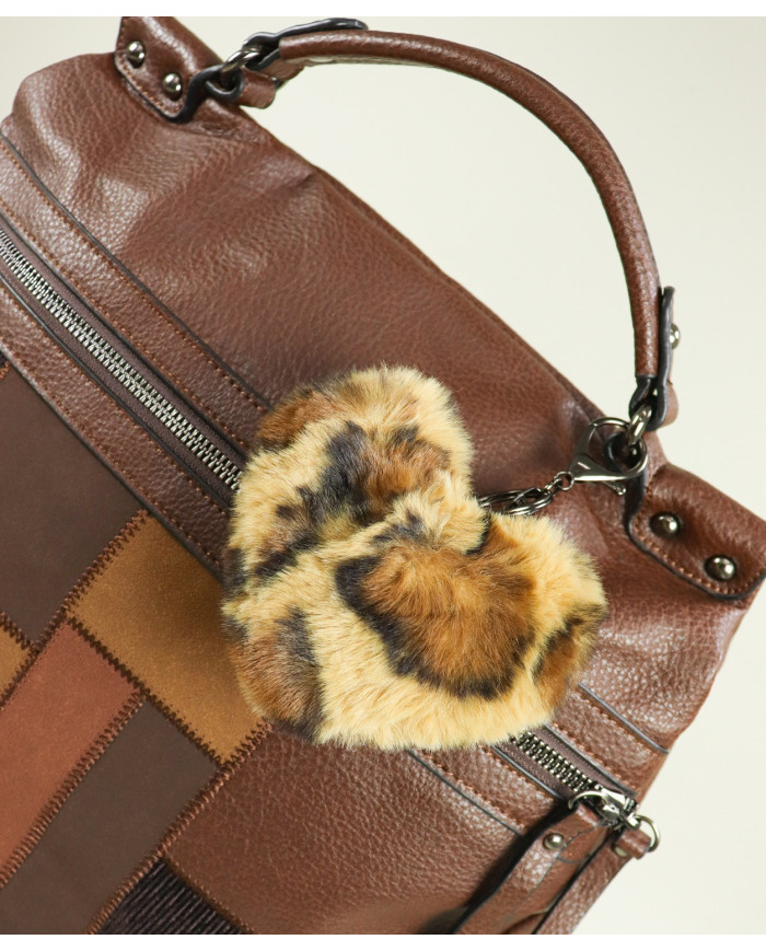 Women's Brown Backpack Style Patchwork