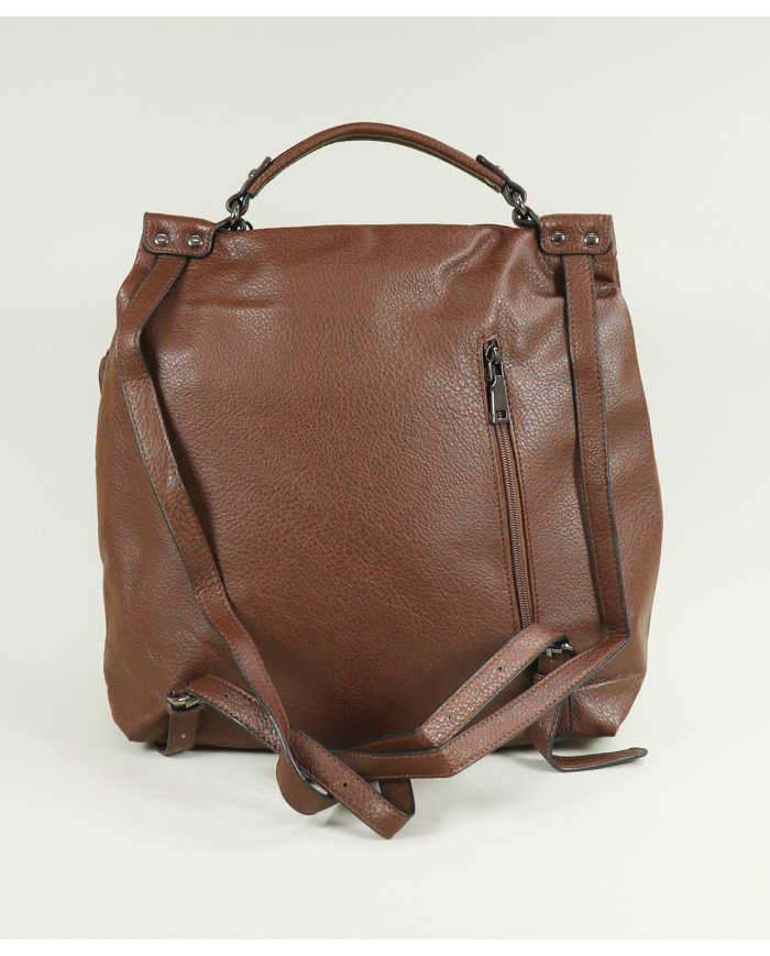 Women's Brown Backpack Style Patchwork