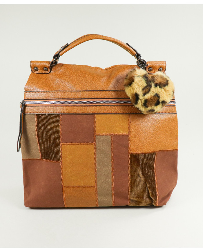 Women's Camel Backpack Style Patchwork