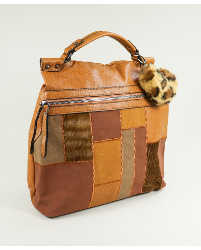Mochila Camel de Senhora Estilo Patchwork