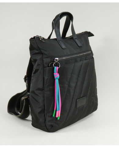Ladies Black Backpack with Decorative Cords