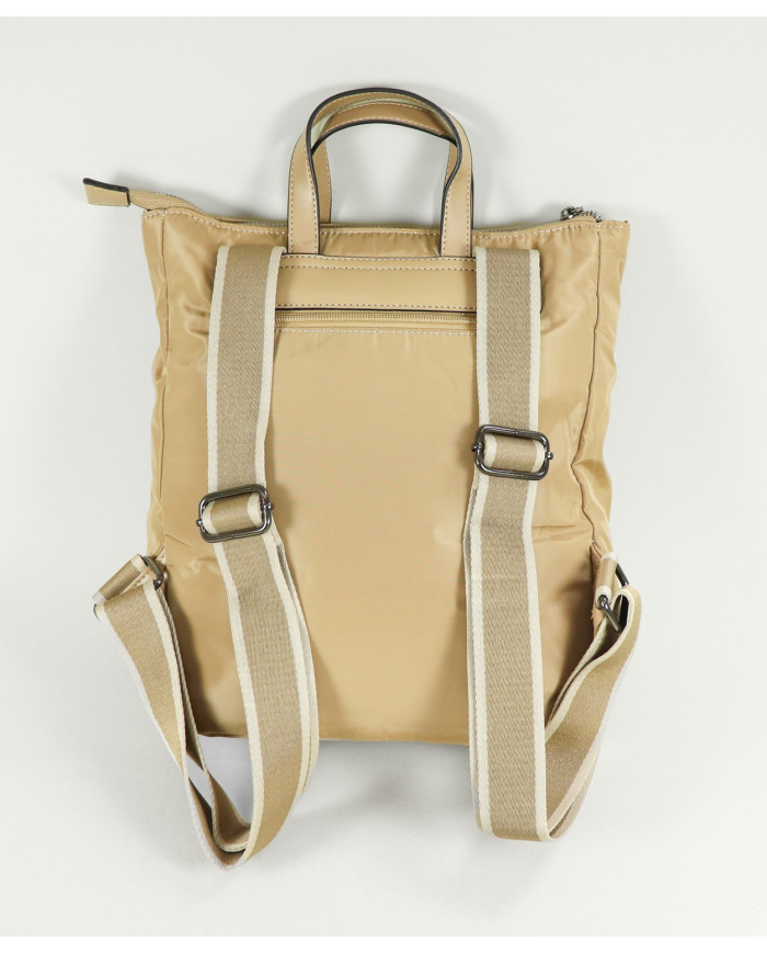 Damas Taupe Mochila con cordones decorativos