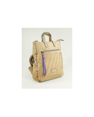 Damas Taupe Mochila con cordones decorativos