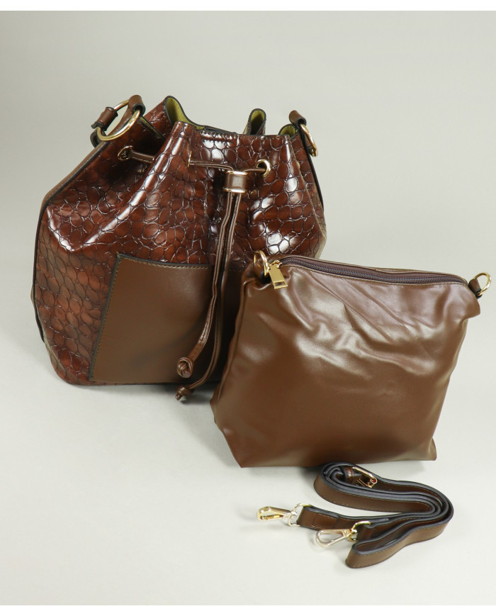 Brown Suitcase with Women's Inner Bag