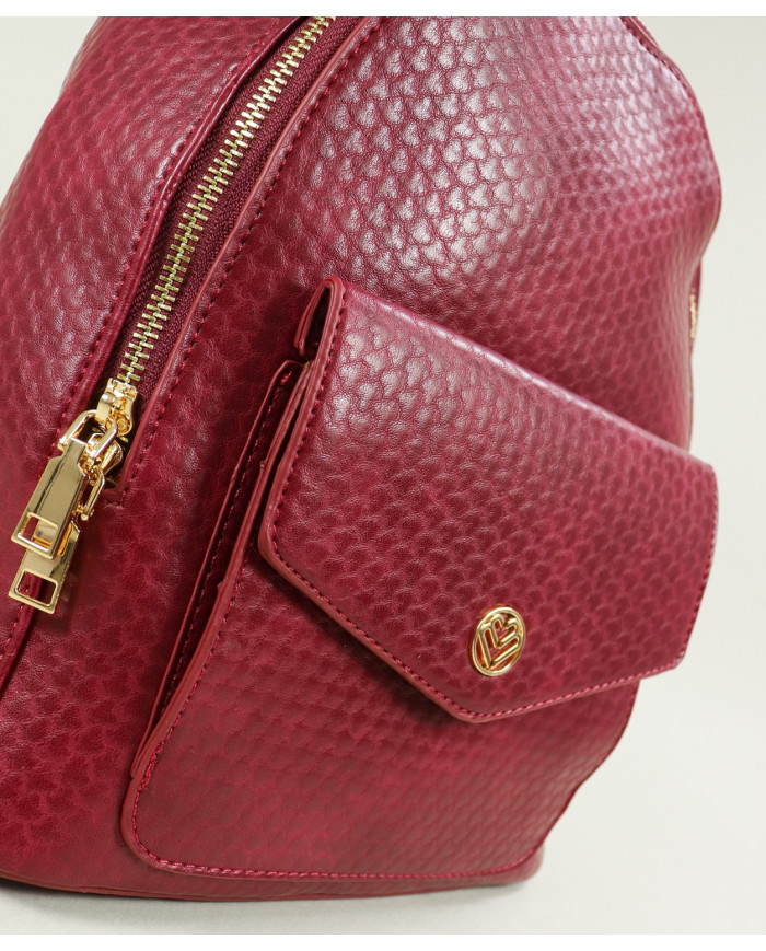 Mochila Bordô de Senhora com Bolso Frontal