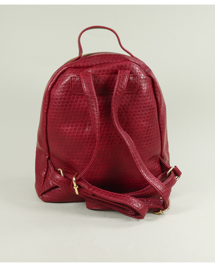 Mochila Bordô de Senhora com Bolso Frontal