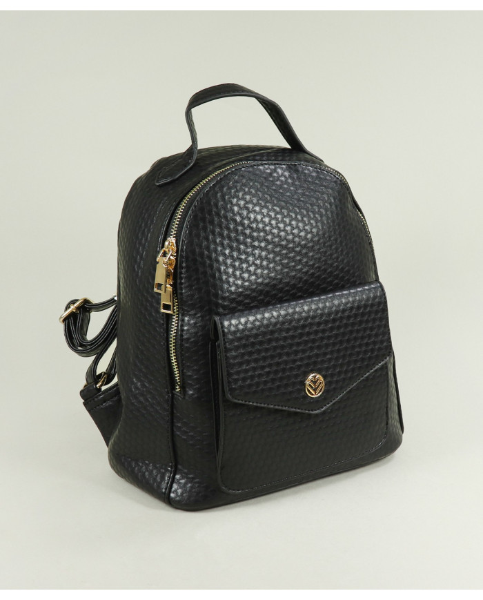 Ladies Black Backpack with Frontal Pocket