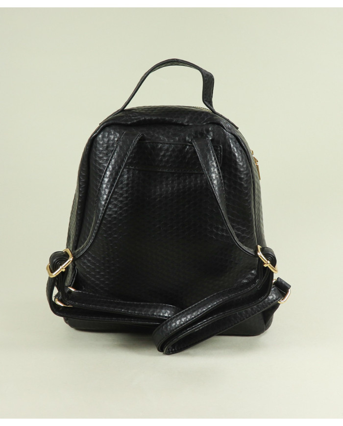 Mochila Preto de Senhora com Bolso Frontal