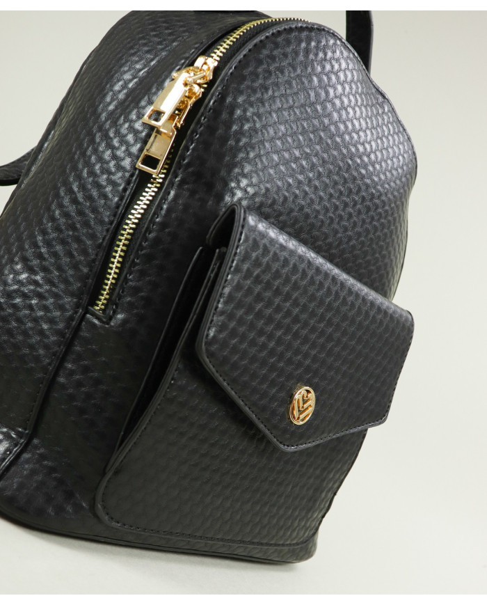 Ladies Black Backpack with Frontal Pocket