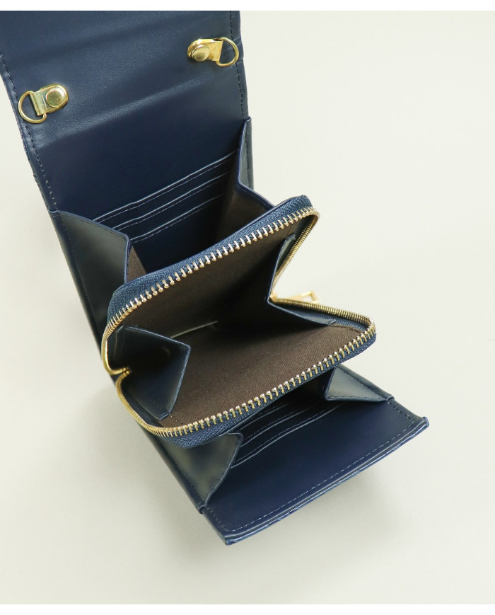 Case / Blue Wallet of Lady with Shoulder Strap