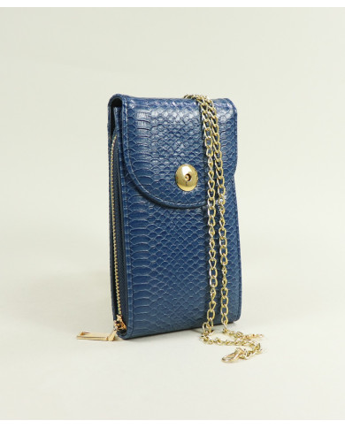 Case / Blue Wallet of Lady with Shoulder Strap