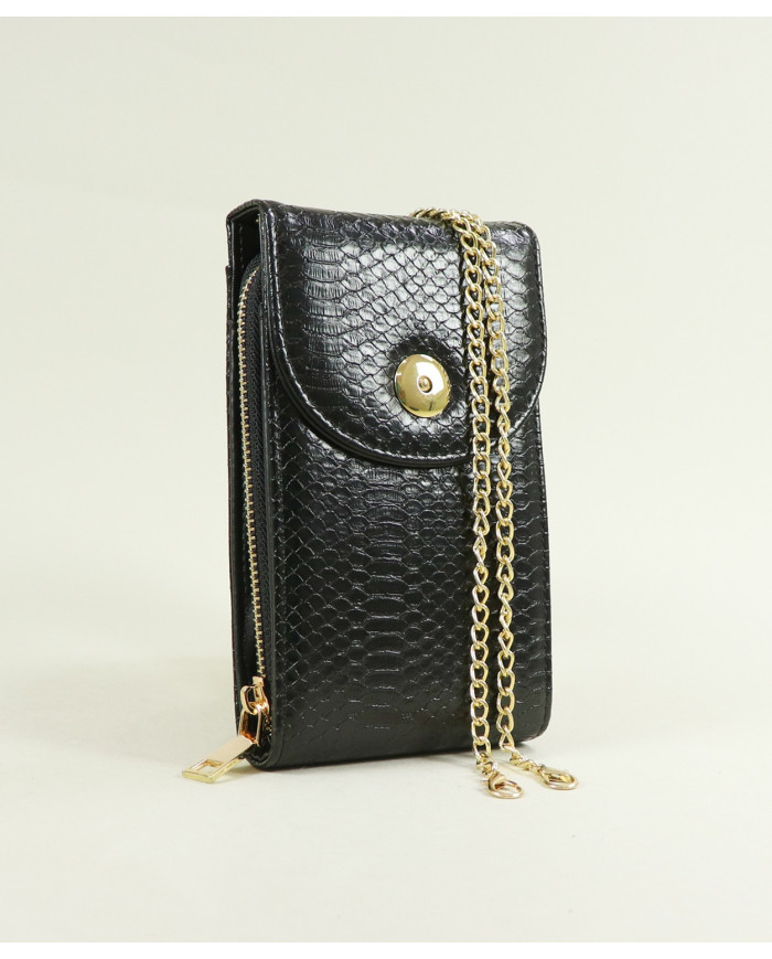 Bag / Ladies Black Wallet with Shoulder Strap
