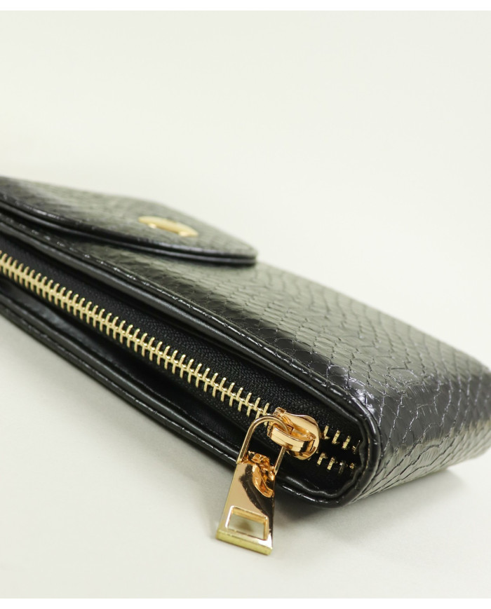 Bag / Ladies Black Wallet with Shoulder Strap