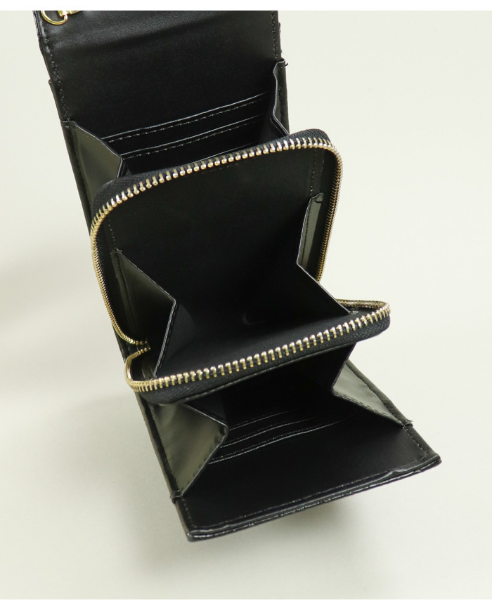 Bag / Ladies Black Wallet with Shoulder Strap