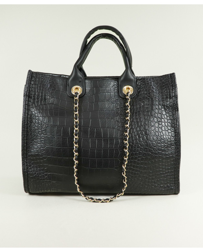 Lady's Black Suitcase with Chain Handle