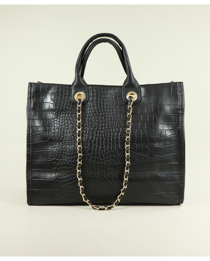 Lady's Black Suitcase with Chain Handle