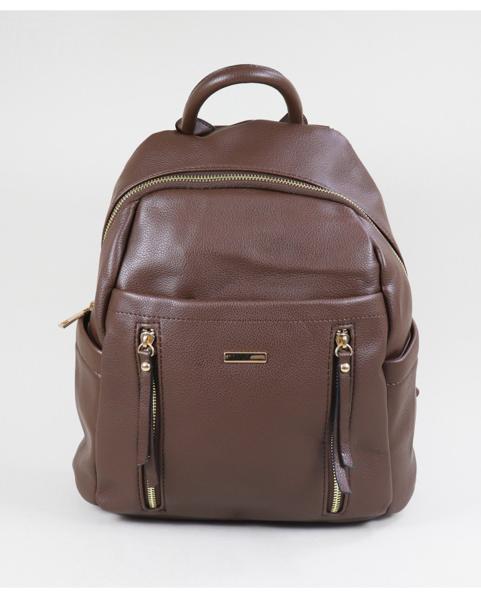 Lady's Brown Backpack with Multiple Pockets