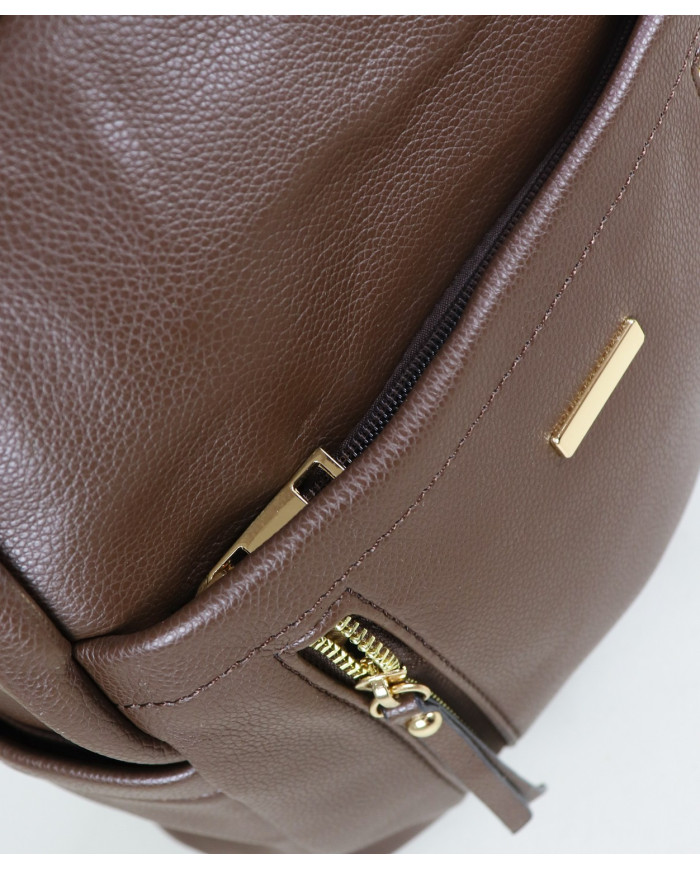 Lady's Brown Backpack with Multiple Pockets