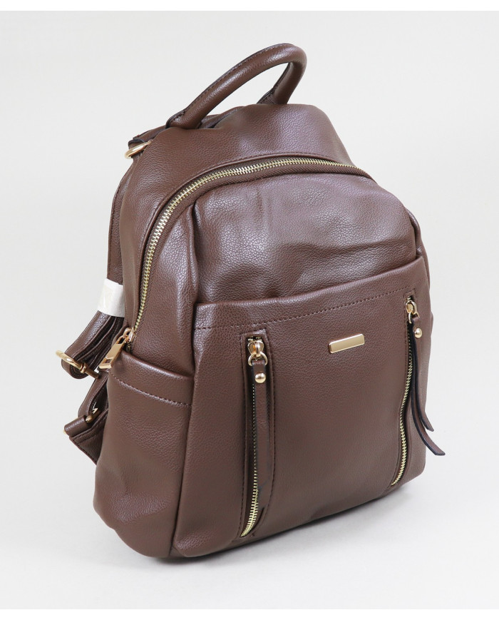 Mochila Castanha de Senhora com Vários Bolsos