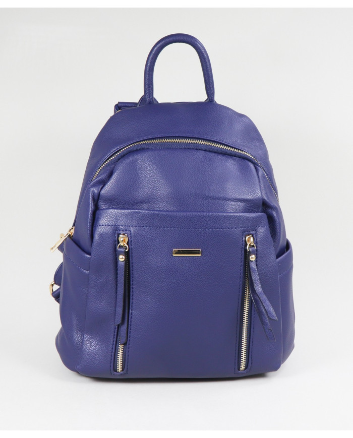 Mochila Azul de Senhora com Vários Bolsos