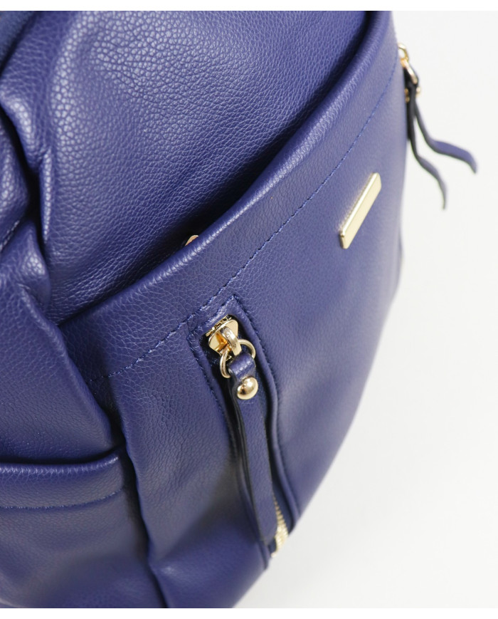 Mochila Azul de Senhora com Vários Bolsos
