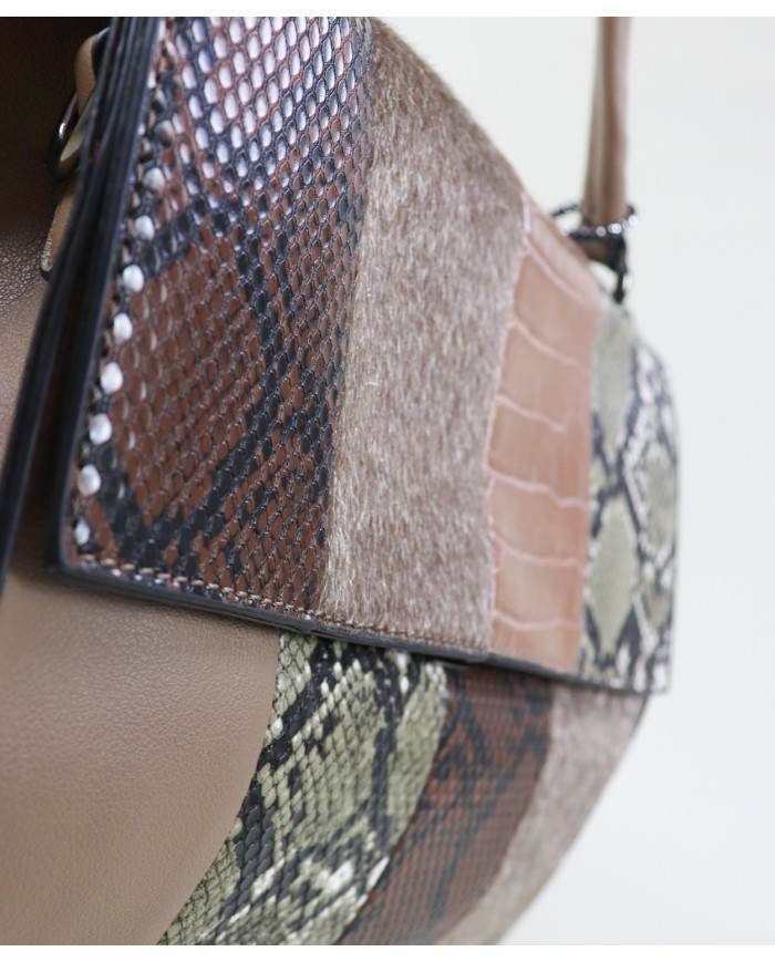 Patchwork Style Ladies Taupe Suitcase