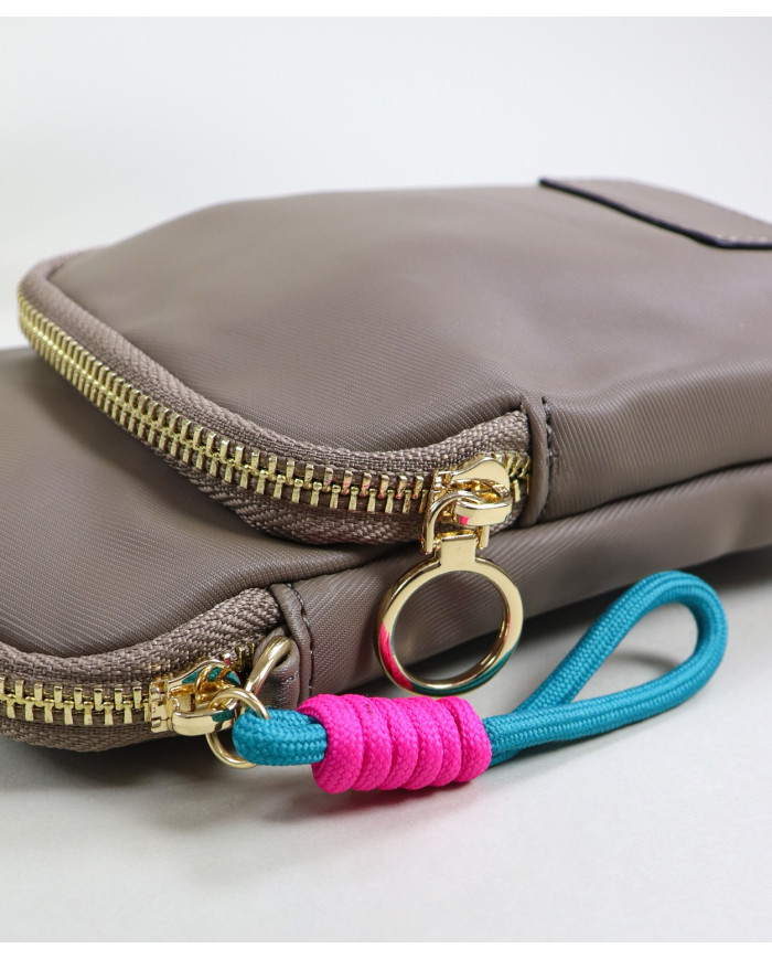 Carteira / Mala Taupe de Senhora com Cordão Decorativo