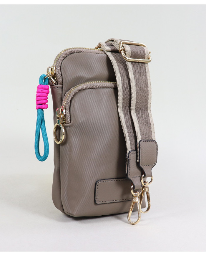 Wallet / Lady Maleta de Taupe con Cordon decorativo