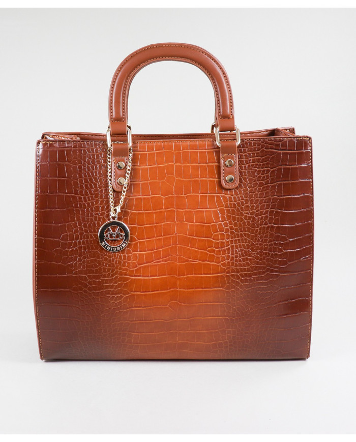 Mala Camel de Senhora com Detalhe Metálico