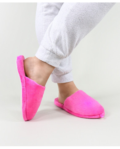 Chinelos DeFonseca de Quarto Fuxia com Padrão