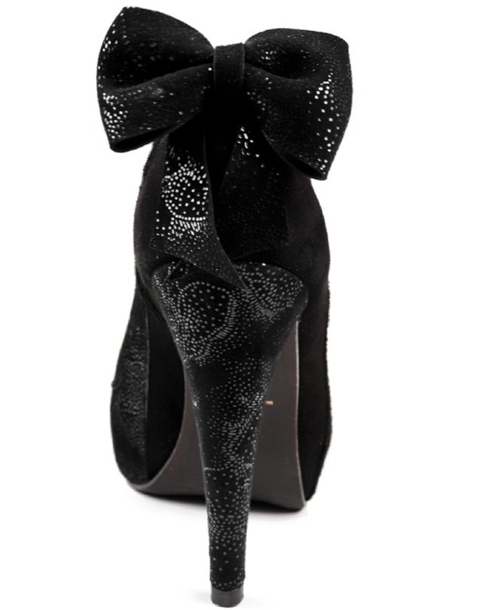 Black Lady Ginova Shoes with Lace Back