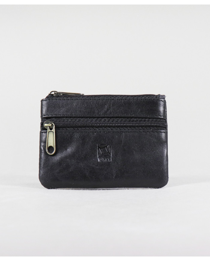 Black Leather Wallet for Coins
