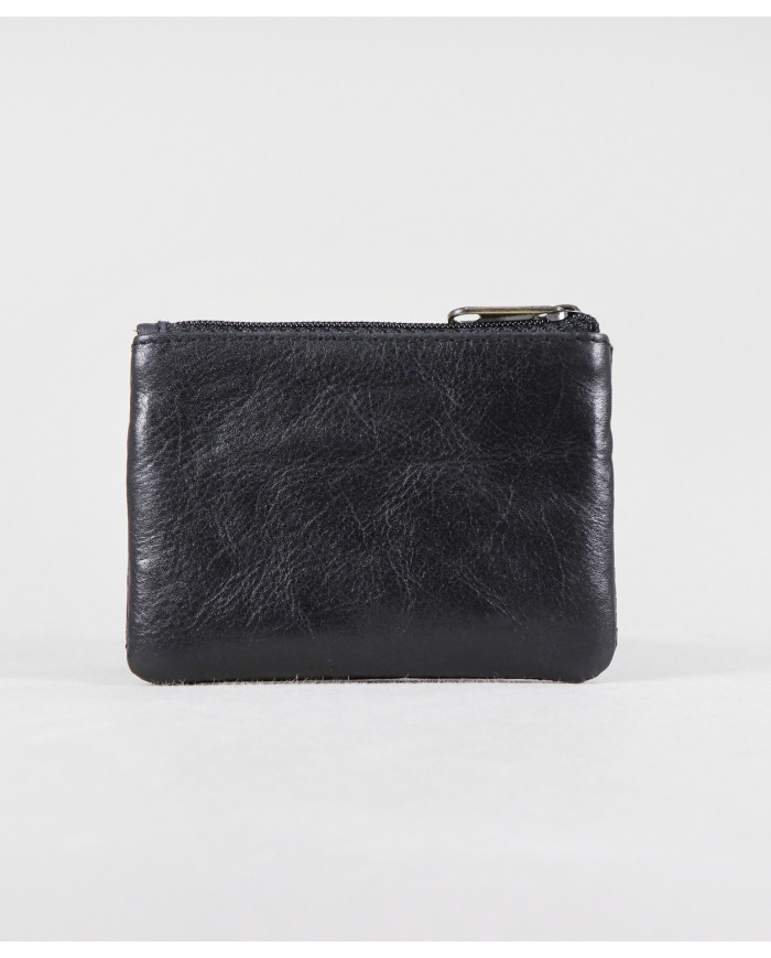Black Leather Wallet for Coins