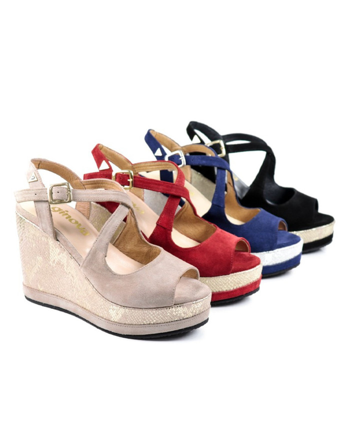 Sandalias de Cunha Ginova con brillo