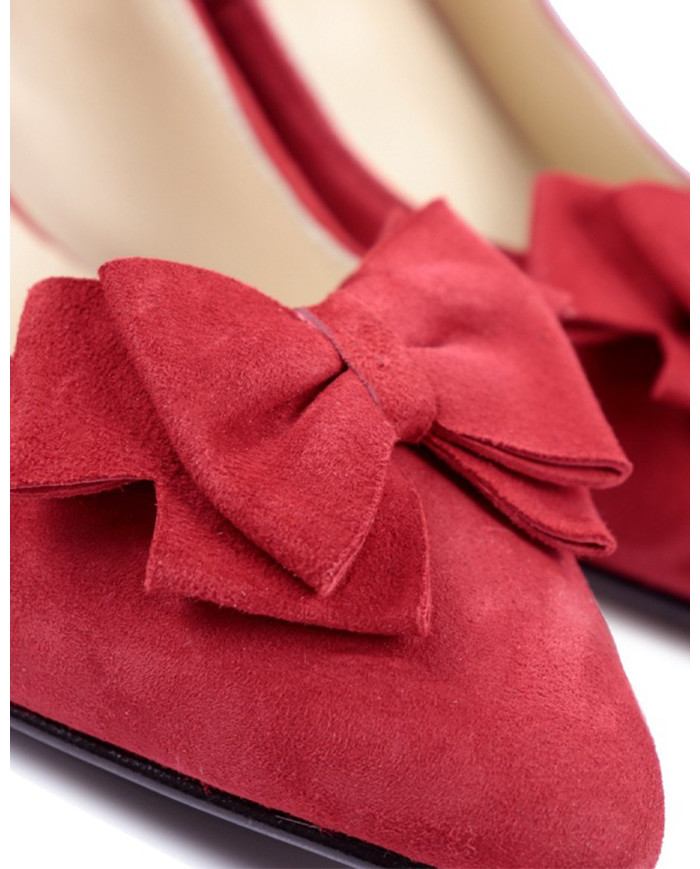 Sapatos Vermelhos de Mulher Ginova com Laço à Frente