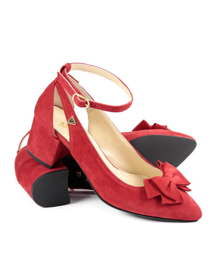 Sapatos Vermelhos de Mulher Ginova com Laço à Frente