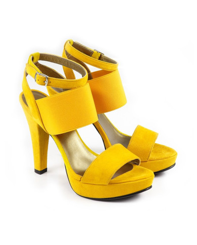 Elegant Women's Sandals Yellow Elastic Ginova