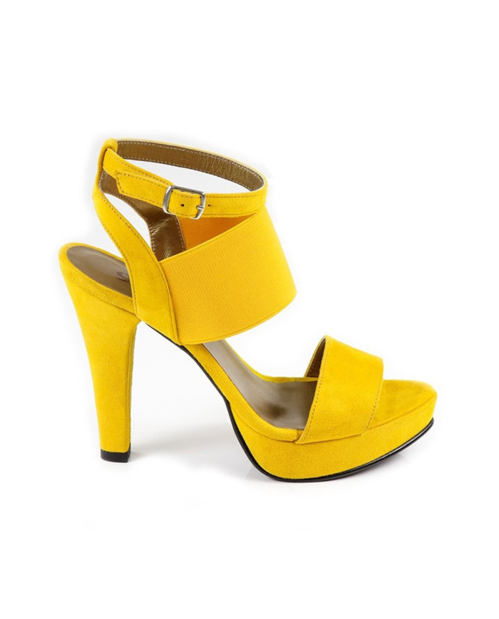 Sandálias de Mulher Elegante Amarelas de Elástico Ginova