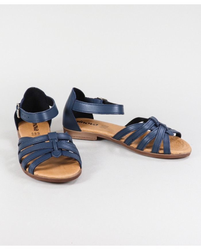 Sandalias Ginova de Señora con Tira Cruzada en Piel