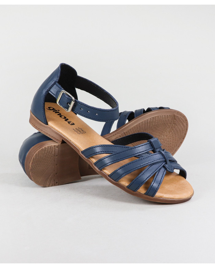 Sandalias Ginova de Señora con Tira Cruzada en Piel