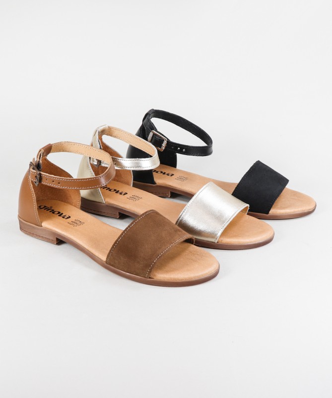 Ginova Women's Sandals with Crossed Leather Straps