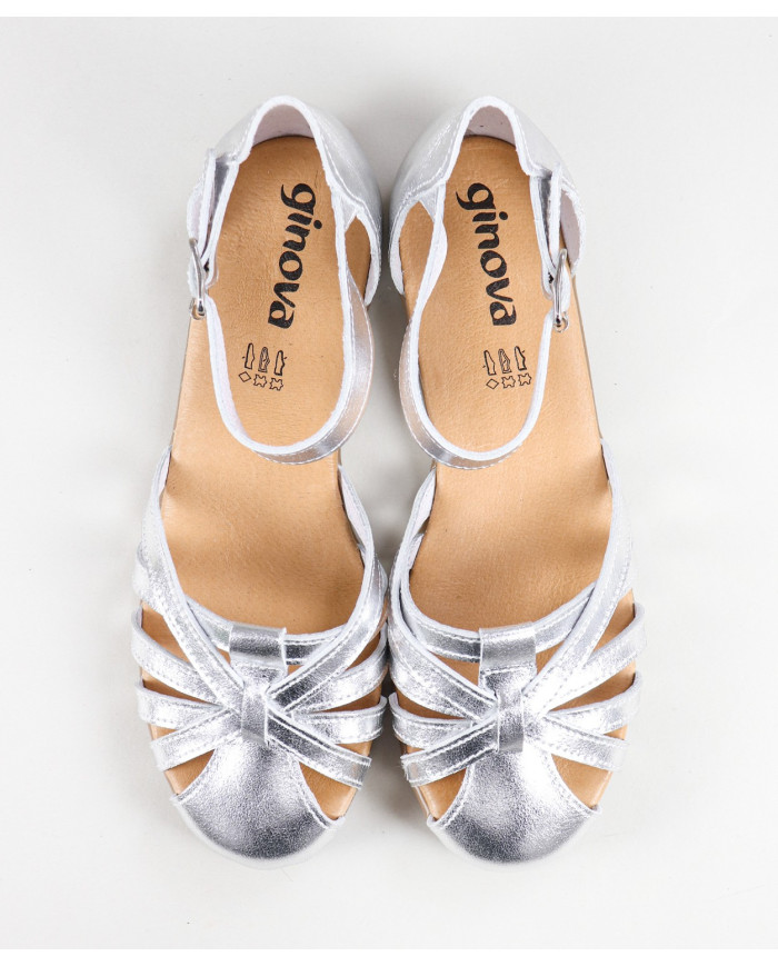 Sandalias Ginova de Señora con Tira Cruzada en Piel