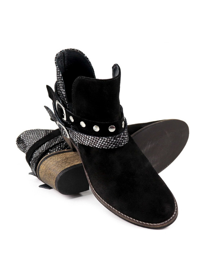 Señoras Button con Buckles y Ginova Tachas