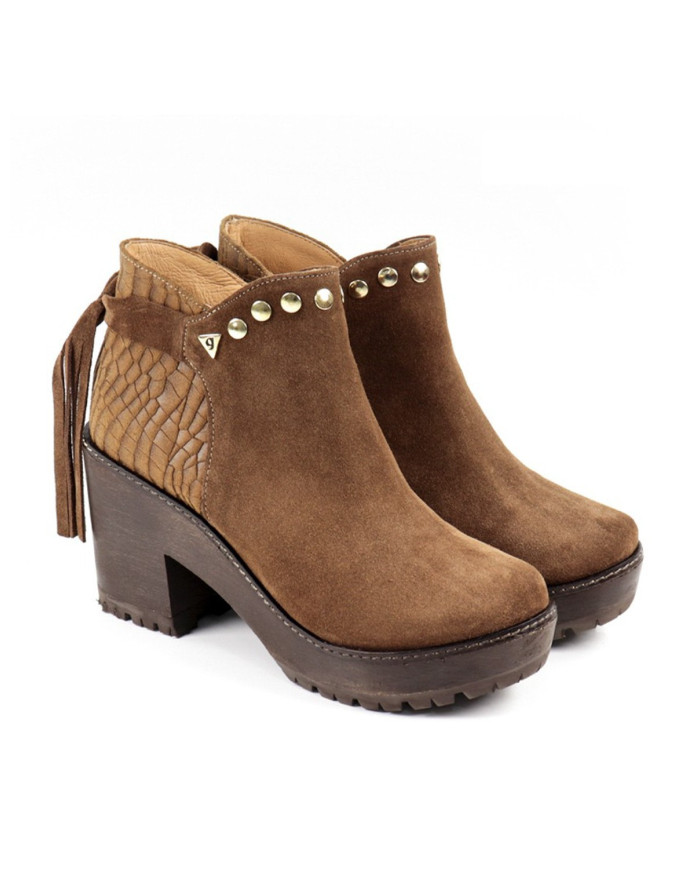 Botas Camel de Senhora Ginova com Croco