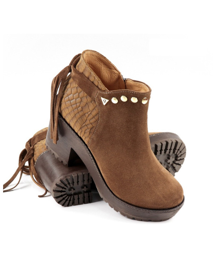 Botas Camel de Senhora Ginova com Croco