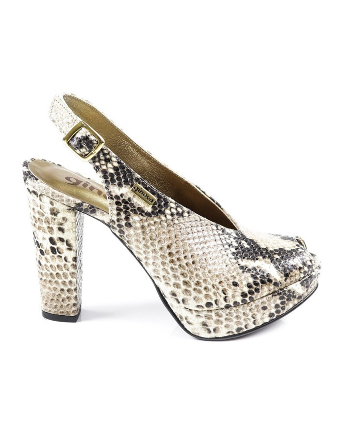 Lady's Sandals in Cobra Beige Cutting Elegant Ginova