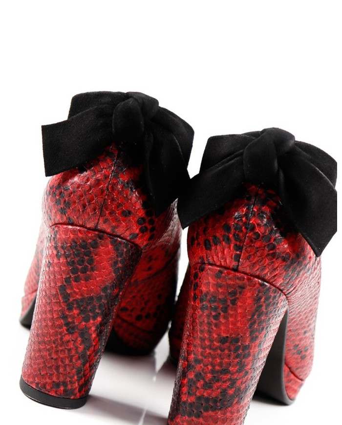 Sapatos de Senhora em Cobra Vermelha com Laço Atrás Ginova