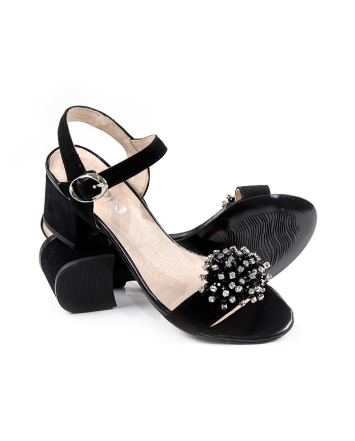 Sandálias Pretas de Senhora Ginova com Aplicação