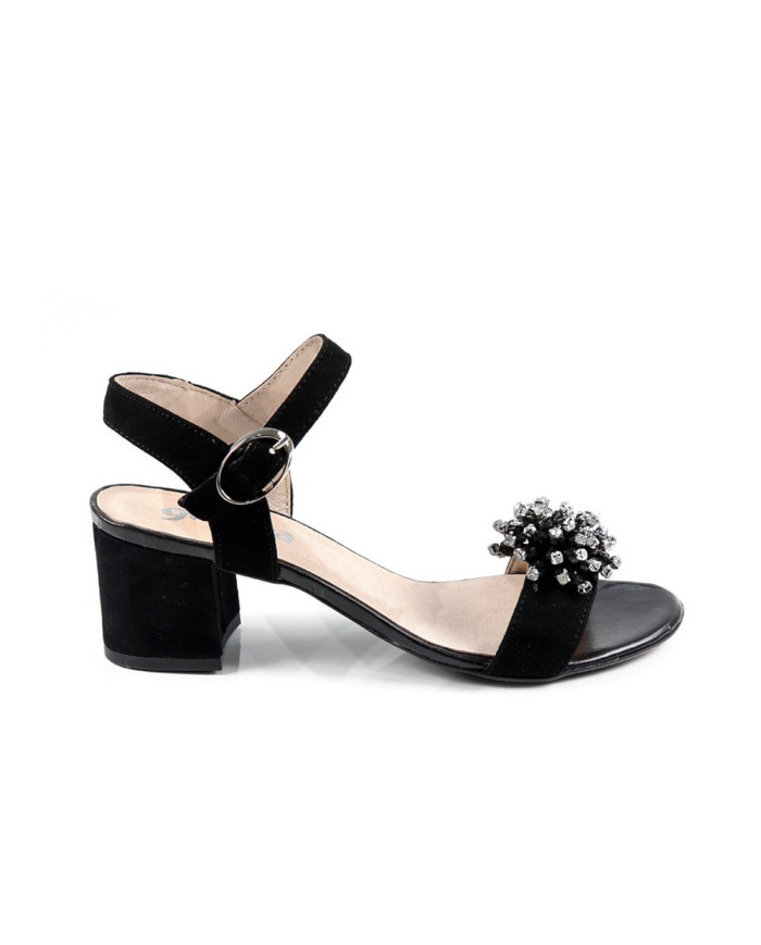 Sandálias Pretas de Senhora Ginova com Aplicação